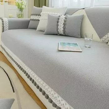 Свежая подушка для дивана из синели, универсальная нескользящая современная простая подушка для дивана Four Seasons 70*70cm