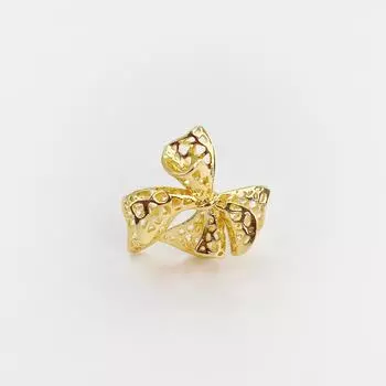 Свежие и милые полые серьги-гвоздики с бантом, кольцо, позолоченное медью, женские серьги, ювелирные изделия