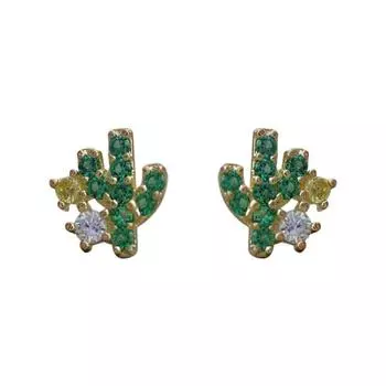 Свежие и милые серьги в виде кактуса, изысканные японские и корейские серьги с микровставками, универсальные повседневные