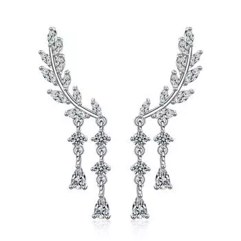 Свежие крылья кисточка длинные сверкающий темперамент простые женские серьги вечерние аксессуары модные украшения белого золота