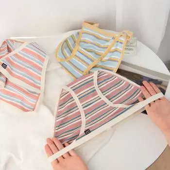 Свежие сексуальные женские треугольные трусики с полосками контрастных цветов из чистого хлопка с низкой талией, нижнее белье для женщин, трусики M синий