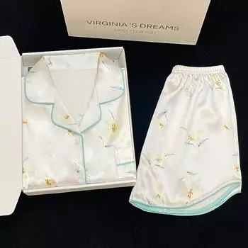 Свежие стильные женские летние пижамы с цветочным принтом, короткая двухкомпонентная женская пижама для отдыха, модная повседневная женская одежда для сна M