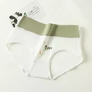 Свежие женские узкие треугольные брюки с высокой талией и принтом из чистого хлопка без следов, милые свежие и простые трусы для студентов M