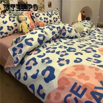 Свежий американский цветочный комплект из четырех предметов из мытого хлопка, студенческий двойной пододеяльник, комплект постельного белья 1.5m