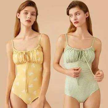 Свежий цельный купальник, цельный купальник на шнурке, высокоэластичный купальник с принтом, пляжный купальник-бикини XL