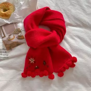 Свежий цвет милый крючковый цветок однотонный вязаный шарф женский зимний теплый шерстяной шарф для студентов 19x144cm