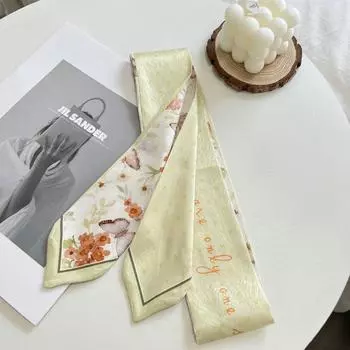 Свежий Цветочный Атласный Шелковый Шарф-Лента Длинный Тонкий Модный Аксессуар Летняя Резинка для Волос для Женщин 06