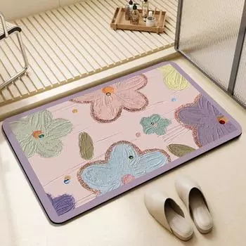 Свежий цветочный впитывающий нескользящий мягкий диатомовый коврик для ванной комнаты, быстросохнущий коврик для туалетной двери, коврик для туалета 40 * 60CM