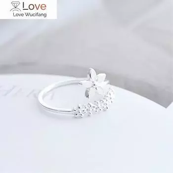 Свежий цветок 925 стерлингового серебра темперамент личность литературный модный подарок Корея женские изменяемые размеры открывающиеся кольца ювелирные изделия