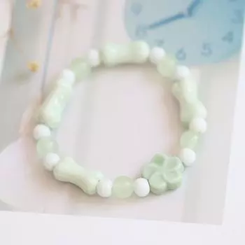 Свежий Цзиндэчжэнь Керамический Студенческий Ювелирный Браслет Green Flower