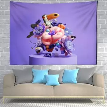 Свежий и милый мультяшный гобелен, фон, ткань, настенный пляжный коврик, эстетическое украшение для комнаты, украшение для дома, подарок для детей 100X75CM