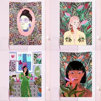 Свежий и персонализированный модный настенный гобелен для девочек для офиса, гостиной, украшения стены дома, гобелен 100x75cm