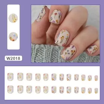 Свежий и сладкий ледяной восковой цветок съемный маникюр 24 штуки накладные ногти