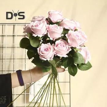 Свежий искусственный цветок, долговечная красивая цветочная композиция, имитация розы красный