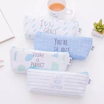 Свежий океан синий стиль письма холст ручка пенал школьные канцелярские принадлежности студенческие канцелярские принадлежности для хранения