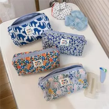 Свежий океан, синяя сумка для ручек, сумка для хранения канцелярских принадлежностей, простая сумка для хранения косметики с цветочным принтом, студенческий пенал, обратно в школу