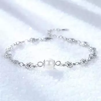 Свежий посеребренный браслет из жемчуга для женщин, корейский стиль, ювелирные изделия, браслет из цветка сливы