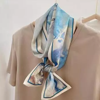 Свежий шарф-ожерелье, маленький шарф для шеи, солнце, шифоновый мягкий шарф One Size синий