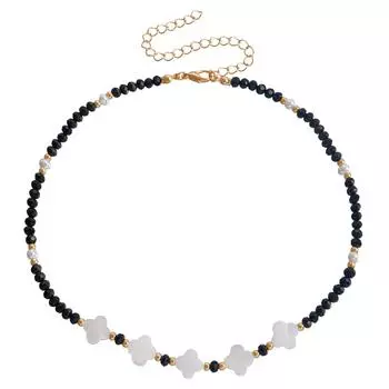 Свежий Ветер Красочные Цветы Белый Рябчик Ручная Работа Бисером Ожерелье Кристалл Рисовые Бусины Простая Цепочка на Ключицу Женская