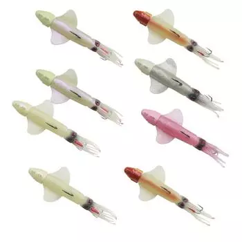 Swim Squid Jigs Hooks Fishing Saltwater Ultimate Squid Lures Soft Luminous Octops Trolling Artificial Rigged Bait With Hook Octopus Jig, Sea Bait 210mm-120g коричневый