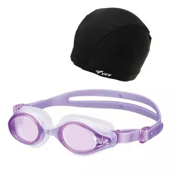 Swimming Goggle Set for Women Made in Japan Cap 2 Piece Lavender [View] [Goggle Set] лавандовый