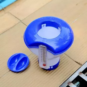 Swimming Pool Floating Pills Disinfecting Box with Thermometer Automatic Chlorine Tablet Dispenser Sterilizer Pool Cleaning Tool слоновая кость