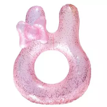 Swimming Ring Childrens Thickened Cartoon With Handle And Glitter Rabbit Pink NO.60(10-25KG)