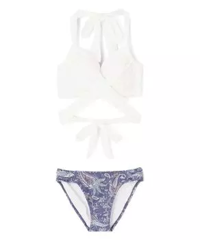 Swimsuit Bikini Set Uses Wacoal standard product suitable for large breasts of GHI cup Cross wire swimsuit White [San-ai Paradise] cup, [Glamourous белый