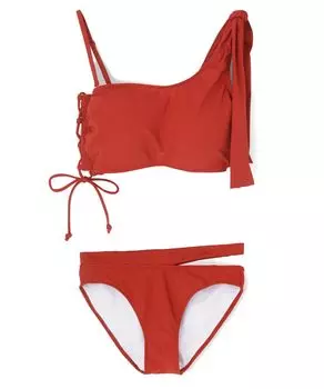 Swimsuit Bikini set with creates plump and beautiful breasts even though it is wireless One shoulder bikini Orange [San-ai Paradise] co-developed оранжевый