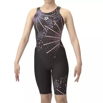 Swimsuit Fitness One Piece Spats Black x Purple M [Arena] (Open Back/Half Leg/Hatch Pad) Women s (BKPP)