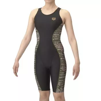 Swimsuit Fitness One Piece Spats Black x Green XO [Arena] (Cover Back/Half Leg/Tight Pad) Women s (BKGR)