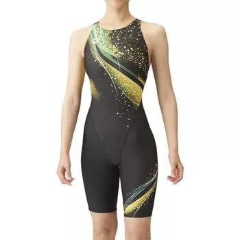 Swimsuit Racing One Piece Spats Black x Yellow M [Arena] (Open Back/Half Leg) Women s (BKYL)