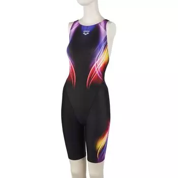 Swimsuit Racing One Piece Spats Black x Orange L Size [Arena] (Open Back/Half Leg) Women s (BKOG)