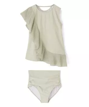 Swimsuit Tankini Set Asymmetric Tops Swimsuit Gray [San-ai Paradise] 55-52-5-1064 Women s серый