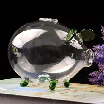 Свинья Копилка Копилки Монета Сберегательная Коробка Милый Прозрачный Стеклянный Сувенир Рождение