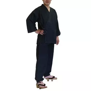 Swing Plus Denim Japanese Samue Samue Верх и низ Комплект комнатная одежда [SWINGPLUS] Мужская M-2L (2л, черный) чёрный