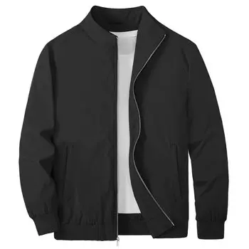 Swing Top Большой размер Стадионный джемпер Простой блузон Тонкий джемпер Осенняя одежда Легкая куртка Уличная мотоциклетная куртка Ветрозащитная верхняя одежда Куртка черного цвета чёрный