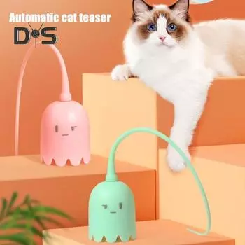 Игрушка для кошек с качающимся хвостом 2 в 1, автоматическая силиконовая игрушка-дразнилка для кошек, игрушка-палочка для кошек, перезаряжаемая интерактивная игрушка для кошек, для домашних кошек зелёный