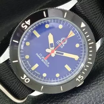 SWISS 40MM TURNABLE BEZEL TITUS MENS REFURBISHED BLUE DIAL WATCH 430553-2 R103-a430553