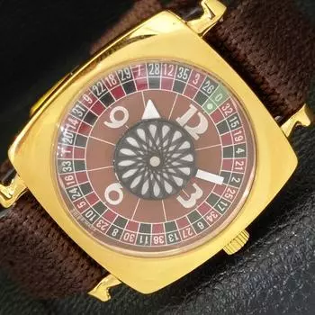 SWISS ART DECO HAND-WINDING MENS REFURBISHED BROWN COLOR DIAL WATCH a431271-2 R106-a431271