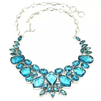 Swiss Blue Quartz Gemstone Friends 925 Silver Jewelry Necklace 16-18