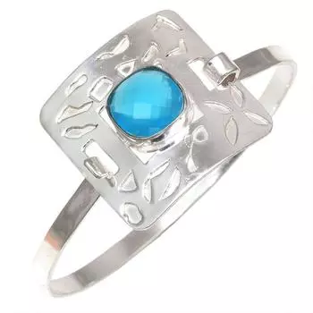 Swiss Blue Quartz Gemstone Handmade Silver Jewelry Cuff Bracelets 7 Adjustable
