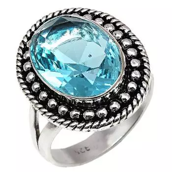 Swiss Blue Quartz Gemstone Handmade Silver Jewelry 8.5