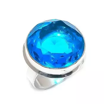 Swiss Blue Topaz Ethnic 925 Sterling Silver Jewelry Ring Size 7 R5H28