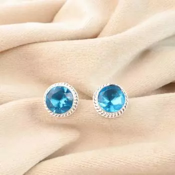 Swiss Blue Topaz Gemstone 925 Fine Silver Jewelry Handmade Girls Earrings 0.53 EE-147-5