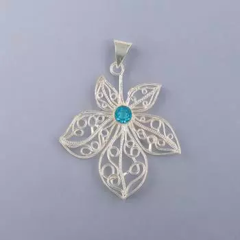 Swiss Blue Topaz Gemstone 925 Sterling Silver Jewelry Handcrafted Pendant 2.29 CP-19-10