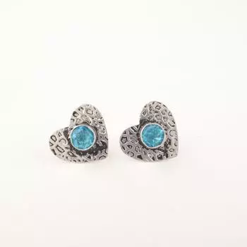 Swiss Blue Topaz Gemstone 925 Sterling Silver Jewelry Handmade Stud0.6 For Gift EE-143-7