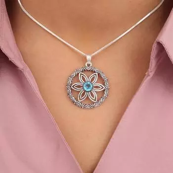 Swiss Blue Topaz Gemstone 925 Sterling Silver Handmade Pendant 1.48 For Gift CP-29-5