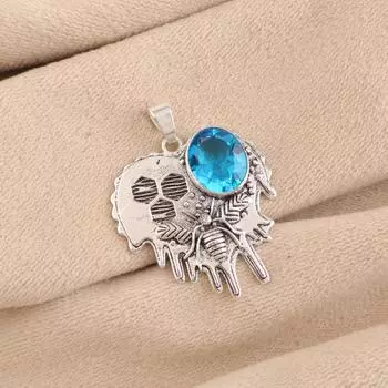 Swiss Blue Topaz Gemstone 925 Sterling Silver Jewelry Pendant 1.49 Gift For Mom CP-28-8