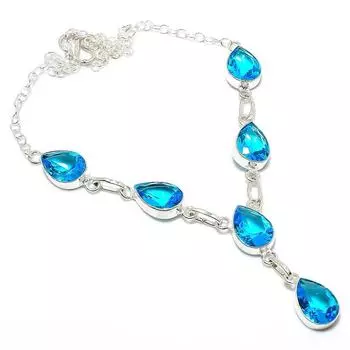 Швейцарский голубой топаз драгоценный камень 925 стерлингового серебра ювелирные изделия ожерелье 18 N4r13 синий